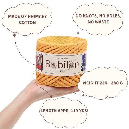 Bobilon 5-7 mm T-Shirt Yarn - Cotton for Bags & Baskets - Canyon | 100% cotton t shirt yarn for crochet, knitting & macrame; great for handbags & baskets; new fabric, not recycled; 109 yds - color: Canyon