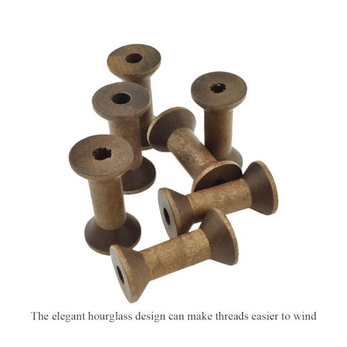 HAHIYO 1.6Inch/4cm 7PCs Vintage Coffee Color Wood Spool - Retro Unfinished Wooden Thread Spools for Textile Wire Weaving Ribbon Crafts DIY Art Education - Smooth, Rotatable Bobbins - color: Retro Coffee Color, size: 1.6Inch-7P