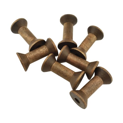 HAHIYO 1.6Inch/4cm 7PCs Vintage Coffee Color Wood Spool - Retro Unfinished Wooden Thread Spools for Textile Wire Weaving Ribbon Crafts DIY Art Education - Smooth, Rotatable Bobbins - color: Retro Coffee Color, size: 1.6Inch-7P
