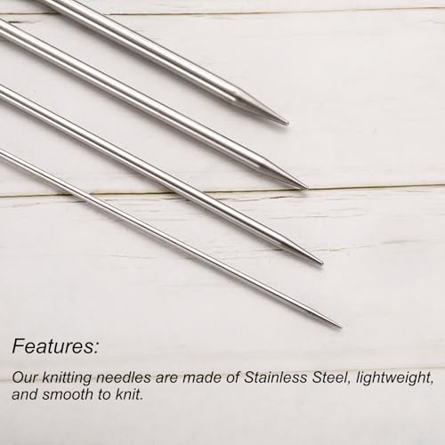 uxcell 5Pcs US 6(4mm) Double Pointed Knitting Needle 7.87 Inches Length Stainless Steel Sweater Stitching Needles with 10 Stitch Marker for Handmade Projects DIY Knitting - size: 4mm
