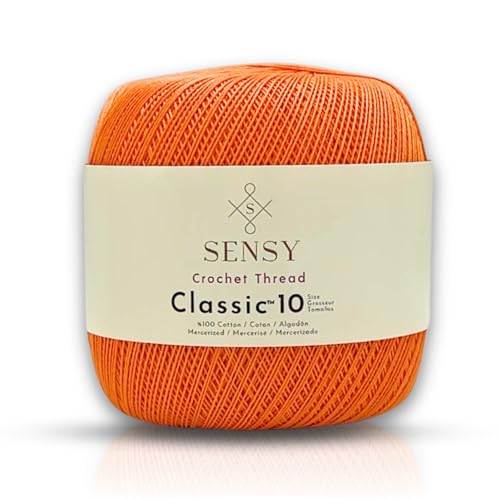 S Sensy Classic Size 10-Mercerized Giza Cotton #0 Lace Yarn Orange 618yds - color: Orange, size: 1 Skein