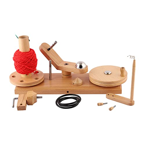 Yarn Winder – Large Handcrafted Wooden Ball Winder for Knitting, Crocheting & Weaving – Heavy-Duty Natural Beachwood Yarn Winder for 8-12 oz Yarn Cakes - color: Beechwood (Winder)