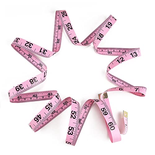 Pink Tape Measure, Measuring Tape for Body Measurements Fabric Soft Cloth Sewing Tailor Waist Flexible Weight Loss Vinyl Home Craft Fashion Double Scale Ruler, 60 inch, 3 Pack