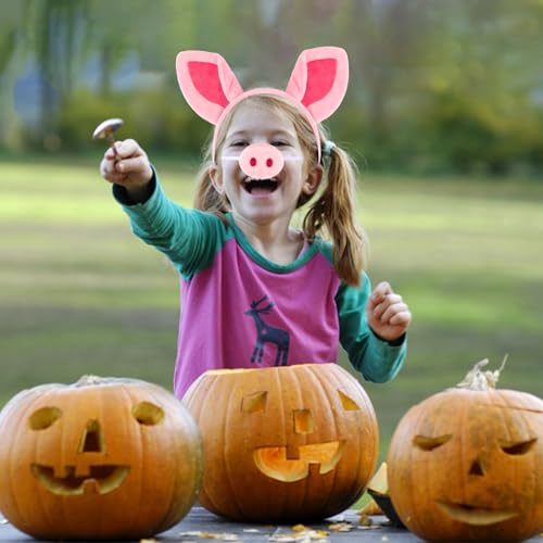 Chanaco Pig Ears Headband and Nose Set Pink Costume Adult Women Halloween Animal Costumes Cosplay Accessories Party Decorations Gifts