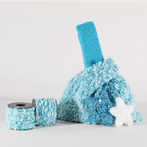 Artisanal Yarn Collection Multifiber Fancy Yarn for Knitting Crocheting Crafts DIY, Set of 3 Rolls(116 Glacier Kiss) - color: 116 Glacier Kiss