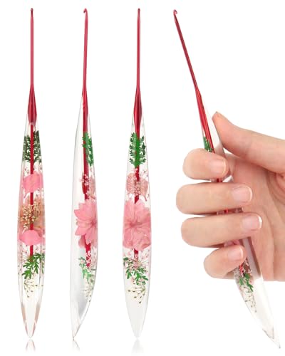 Coopay Crochet Hooks, 2mm Ergonomic Crochet Hook with Floral Plastic Grips | Long Crochet Needles for Crocheting,Stylish and Unique, Ideal for Crocheting Blankets, Dolls, Shawls, Hats, Scarves (B-2.0mm) - size: B-2.0mm