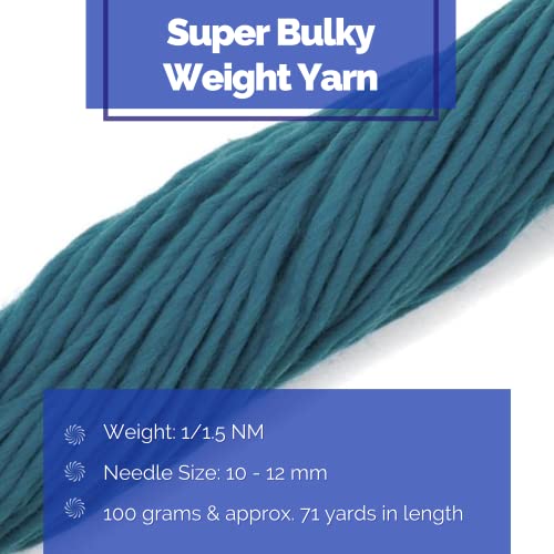 Revolution Fibers Premium Super Bulky Merino Yarn - 100-Grams of Thick Wool for Knitting, Crochet, Baby Blanket, Dyed, Felting, Weaving - Duck Egg Green - color: Duck Egg (Green)