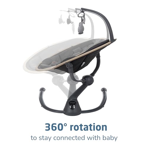 Maxi-Cosi Cassia Smart Baby Swing for Infants, Portable, Foldable Infant Swing with Music, 360 Rotation, 5 Speeds, 12 Melodies, EcoCare Fabric, Auto Motion Sensor, 2 Reclines, Classic Graphite - color: Classic Graphite