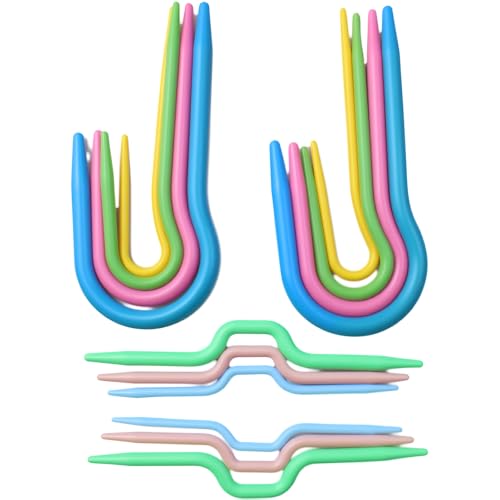 FDXGYH 14pcs U Shape Multicolor Bent Cable Stitch Holder Needles Plastic Twist Curved Hand Knit Knitting Needles - size: U Shape