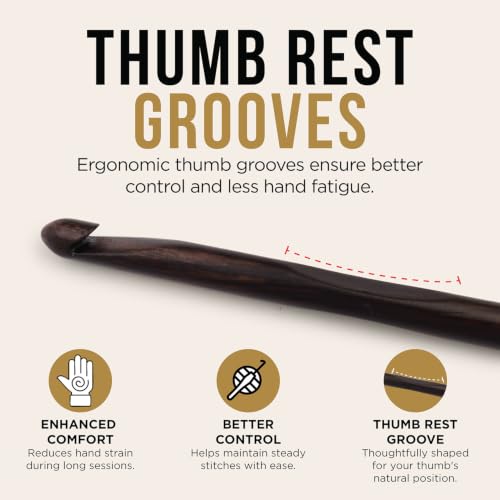 Lantern Moon Ebony Wood Single Ended Crochet Hook | US Size L (8mm) - size: US L (8mm)