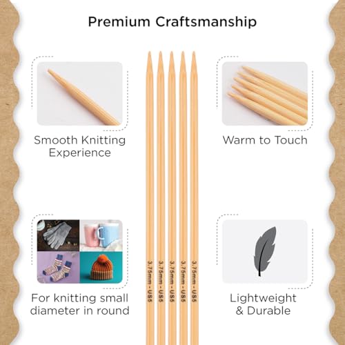 Knitter’s Pride Bamboo Luxe Double-Point Needle 6""(15cm) - US 5(3.75mm) - size: 3.75mm