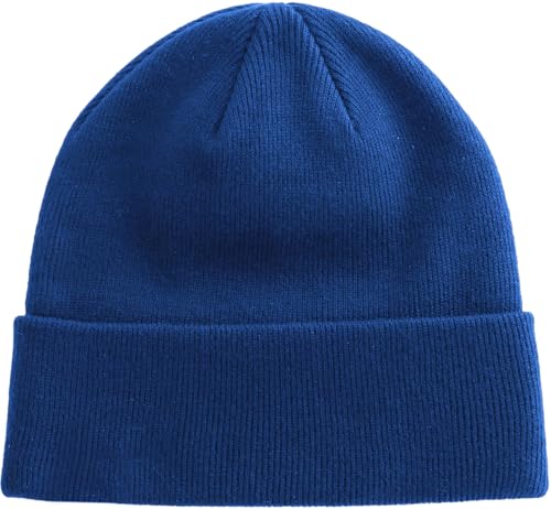 100% Cotton Beanie Hat Winter Hats Women Men Warm Knit Beanies | Double Layer Warmth ,Ultra-Soft Itch-Free Pure Cotton Knitted, Cuffed & Uncuffed Fisherman Slouchy Skull Cap for Womens Mens - color: 1pcs Blue