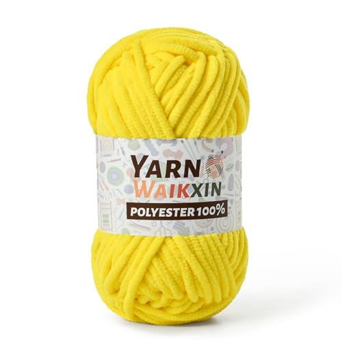 Golden Yellow Soft Chenille Yarn for Crocheting, Fluffy Chunky Crochet Yarn for Baby Blanket, (3.52oz/131yds) Fuzzy Velvet Yarn for Amigurumi&DIY Puzzle、Crafts、Scarf - color: Golden Yellow