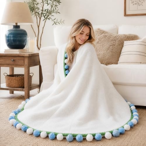 Ivydale Crochet Flower Bouquet Throw Blanket with Blue Rose - color: Blue Tulip