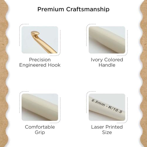 Knitter’s Pride Pearl Single-Ended Aluminum Crochet Hook - 6.50mm - size: 6.50 mm