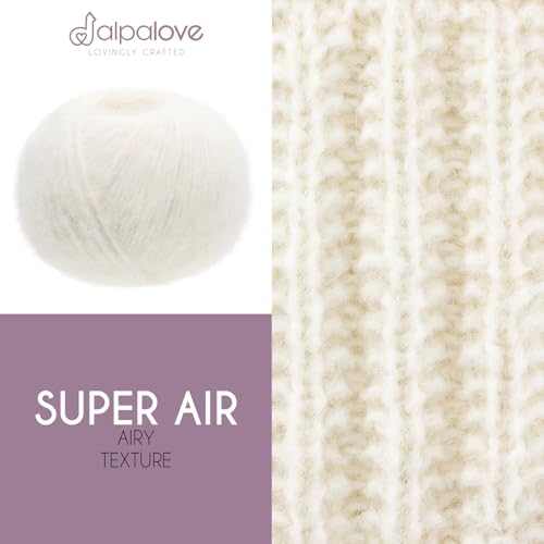 Super Air 4-Set Baby Alpaca - Soft and Fast Hand Knitting Yarn 7.05 oz/ 568 Yards - Natural Ecru - color: NFA01 Ecru