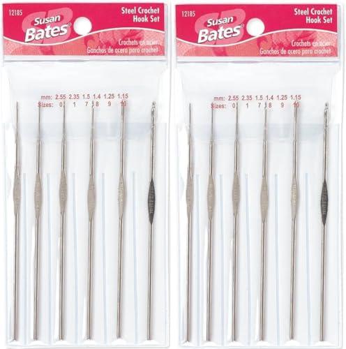 Susan Bates Steelite Crochet Hook Set Sizes 0; 1; 7; 8; 9; 10 12185 (2-Pack)2