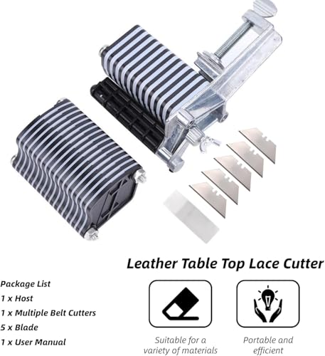 Leather Cutter Strap Cutter for Punching Fringe Braiding Belts Strips Manual Tool Lace Cutter with Scissors Blades Crafting Accessory for Leatherworking and DIY Projects