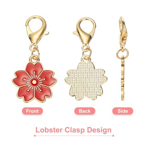 PATIKIL Flower Crochet Stitch Markers, Knitting Cherry Blossom Charm Marker for DIY Craft - color: Red