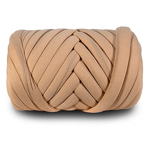 2.2 LBS of Soft Polyester Bulky Yarn for Hand Knitting | Blanket, Pillow, Handbag, Khaki, 41.5 Yards, Arm Knitting Yarn for Chunky Braided Knot Throw Blanket, Weave Craft Crochet - color: Khaki (Polyester)