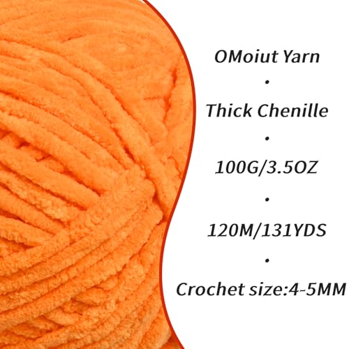 3 Pack Orange Fluffy Velvet Yarn for Crocheting, Chunky Chenille Baby Blanket Yarn for Crocheting, Soft Fuzzy Puzzle Yarns for Knitting, (100g/3.53oz Each) Bulky Thick Amigurumi Crochet Yarns - color: 3 Orange