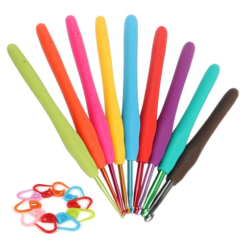 Coopay Crochet Hooks Set-Ergonomic Soft Grip Metal Crochet Needle (2mm-6mm) | Crochet Hook for Arthritic Hands, Crochet Accessories with Stitch Marker-Best DIY Craft Gift for Beginners Mother Girls - color: Ergonomic Metal Hook Set