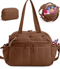 MYBAGZING Stylish Crochet Bag Organizer with Crochet Hook Case, Large Capacity Yarn Bag for Crocheting on the Go, Soft Quilted Crochet Tote with 7 Compartments, Knitting Project Carry-On Travel Gift - color: Brown