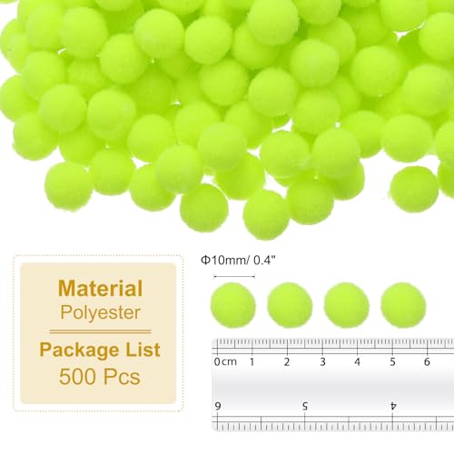 PATIKIL 0.4inch Pom Poms for Crafts, 500pcs Small Pompoms for Crafts Mini Puff Balls Bulk High Elasticity Fuzzy Balls for Hats Christmas Art DIY, Fluorescent Yellow - color: Fluorescent Yellow, size: 0.4inch