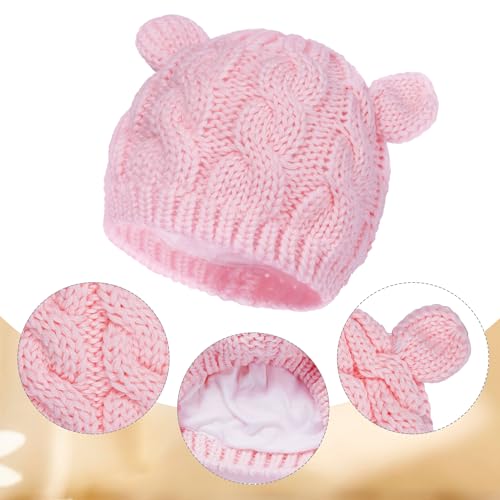 Baby Winter Hat Mittens Set Knitted Beanie Gloves for Baby Girls Boys Newborn Infant Toddler Autumn Winter - color: Pink