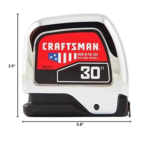 CRAFTSMAN Tape Measure, Chrome, 30-Foot (CMHT37370S)
