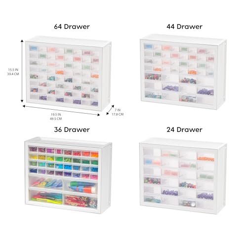IRIS USA 44-Drawer Small Parts Storage Cabinet, Crafts, Made in USA, White | Wall-mountable, Stackable, Building Bricks, Screws, Nuts & Bolts, Hardware, Garage Tool Storage - color: White, size: 44 Drawer