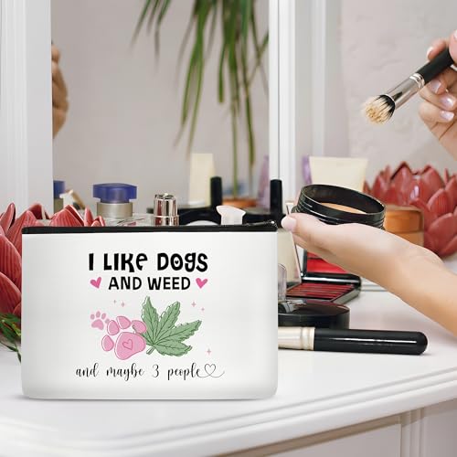 Dog Weed Lover Gifts Cute Makeup Bag Accessories for Women Girl Funny Dog Mom Gifts Cosmetic Bag for Female Her Girl Niece Travel Toiletry Bag for Dog Owner - style: Weed and Dog