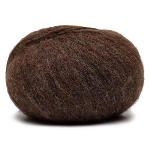 Baby Alpaca Merino Yarn 3 Skeins 150g Worsted Weight Knitting Mocha | Pullu baby alpaca merino blend made in Peru 3 skeins 150g 426yd total for knitting and crochet sweaters scarves and hats - color: Mocha