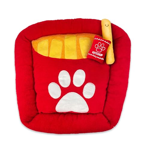TONBO Soft Plush Small Cute and Cozy Nature Dog Cat Bed, Washer and Dryer Friendly (French Fries) - color: French Fries