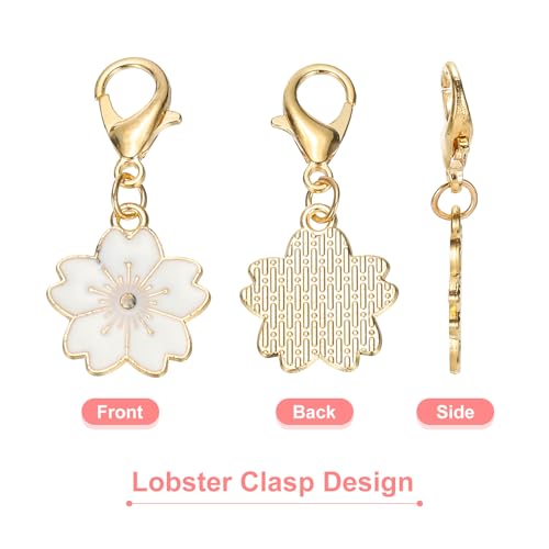 PATIKIL Flower Crochet Stitch Markers, Knitting Cherry Blossom Charm Marker for DIY Craft - color: White