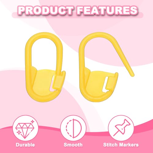 PATIKIL Crochet Stitch Markers, 200Pcs Plastic Knitting Markers Needle Pin Locking Stitch Marker for Sewing Crocheting DIY Craft, Yellow - color: Yellow