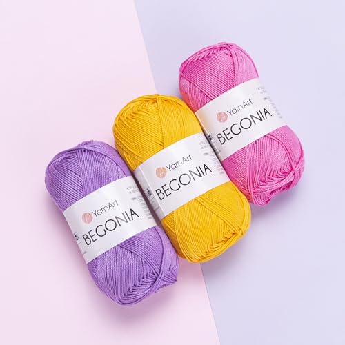 YarnArt Begonia 100% Cotton, Pure Premium Soft Cotton for Knitting Crochet and Amigurumi, Shiny Colors 1.76 Oz (50g) / 185 Yrds (169m) (5307) - color: 5307