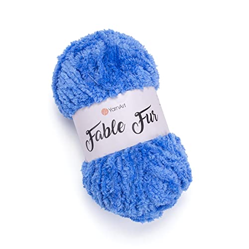 YarnArt Fable Fur Yarn – 1 Skein (100g), Chunky Faux Fur Fiber for Knitting, Crochet & DIY – Soft, Fluffy, Eyelash Texture – Super Bulky, Fuzzy Material for Clothes, Toys, Blankets & Crafts (974) - color: 974