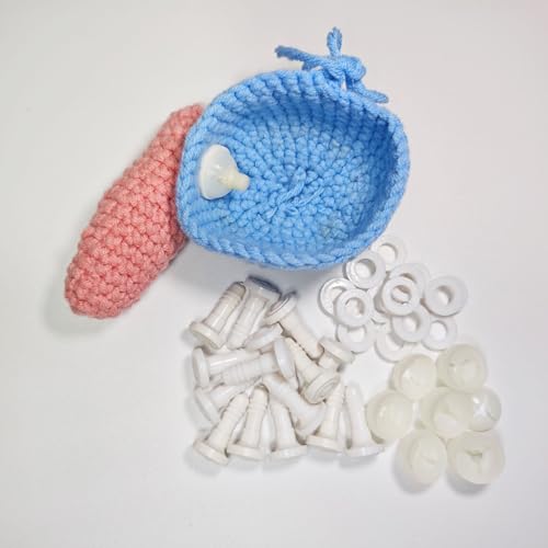 RuWfpz Doll Joints for Amigurumi Crochet 35mm 20 Sets Plastic White 1-3/8" | Add More Flexibility, Toy Safety Joints for Stuffed Animals, Movable Amigurumi Crafts Teddy Bear Joints for Arm Leg Neck - size: 35 mm