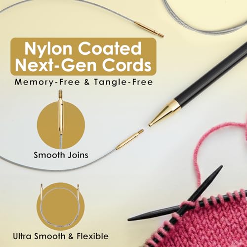 Lantern Moon Nylon Coated Stainless Steel Fixed Cords | 8"/20cm (to Make 16"/40cm IC Needle) - size: 8" cable to make 16" IC needle