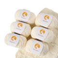 Merino Wool Yarn for Knitting & Crocheting - 35% Wool, 65% Acrylic - color: White, size: 6 Balls