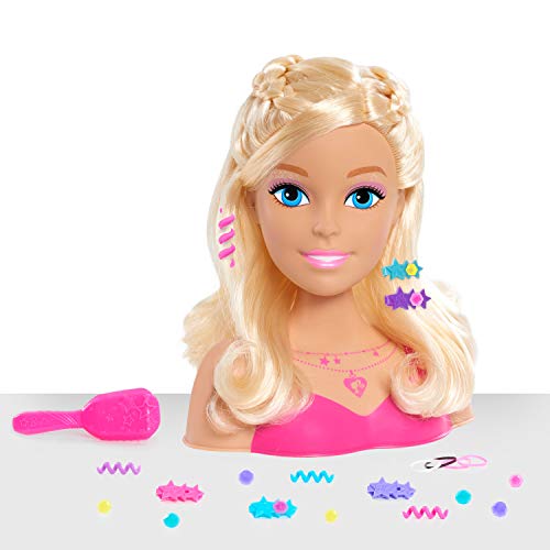 Barbie Fashionistas 8-Inch Styling Head, Blonde, 20 Pieces Include Hair Styling Accessories, Kids Toys for Ages 3 Up by Just Play