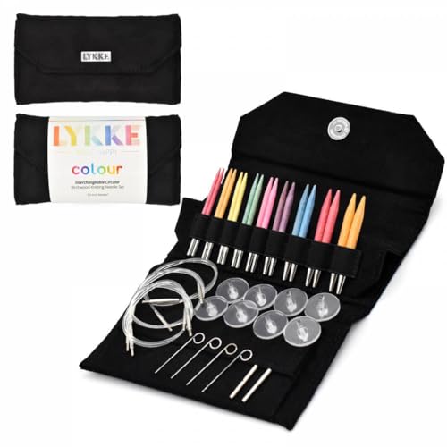 3.5" Interchangeable Knitting Needle Set in Lykke Crafts Black Vegan Suede