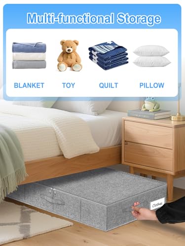 6.7-Inch Under Bed Storage Bin with Zipper Lid, Rigid Sides,2 Pack, Gray | Zipped Lid, Rigid Sides & Bottom, Large Clothes Organizer Box, Off-season Storage, Bedrooms, Closet Organization - color: Gray-Rigid-2pcs, size: 6.7 Inch