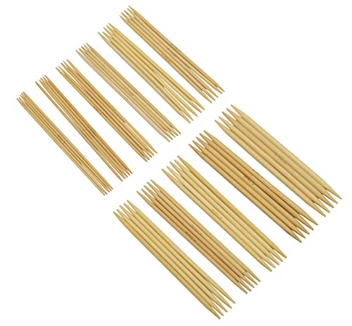 55Pcs 5.1 Inch Length 11 Size of Diameter Double Pointed Bamboo Knitting Needles (5'' Set 11)