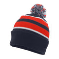 Pacific Headwear Unisex Adult Pacific Headwear Knit Fold Over Pom-pom Beanie - color: Navy/Red/White