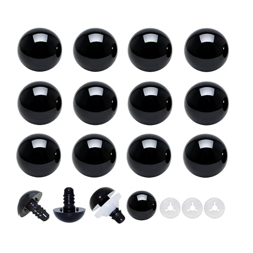 Thalinfayi 15mm Solid-Black Safety Eyes Craft Eyes for Amigurumi Crocheting | 100pcs Plastic Crochet Eyes and Washers for DIY Stuffed Plush Animals & Handmade Crafts ,Gloosy Smooth Surface, Even Color - size: 15mm