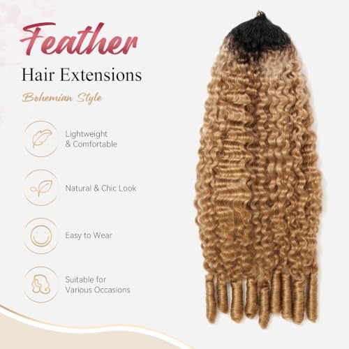 Ombre 1B27 Pre-Separated Human Crochet Hair Burmese Curly Spiral Curls Miracle Knots 18 Inch 60g Knotless Feather Invisible Crochet Extensions Bundles Lightweight Reusable Remy Hair for Women - color: #1B27 (BC), size: 18 Inch