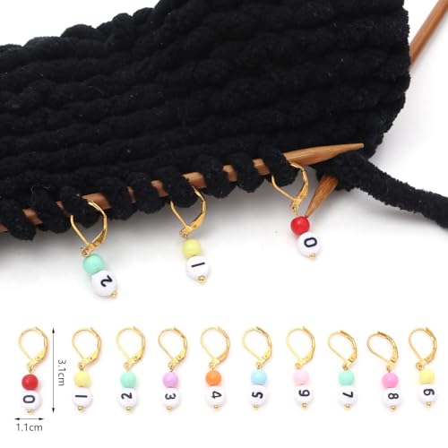 DoreenBeads Stitch Markers for Crocheting and Knitting | Alloy Enamel Crochet Marker Crochet Gifts for Knitting Weaving Sewing Accessories Quilting Jewelry Making - color: 0-9 NumbersGold