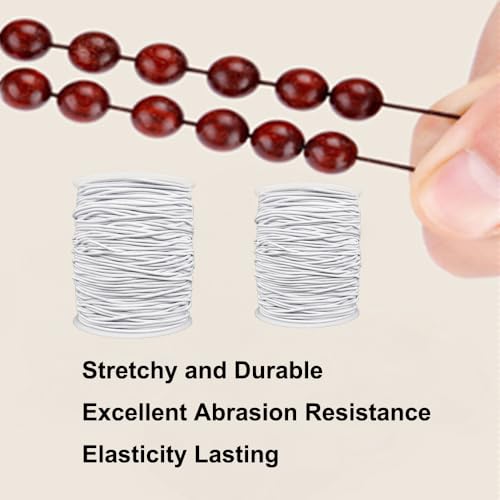 LUSTEMBER Stretchy String for Bracelets, 2 Rolls 1 mm Sturdy Elastic String Elastic Cord for Jewelry Making, Necklaces, Beading (White) - size: 2 White